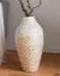 Preview: große Dekovase "Capiz" Bodenvase aus Bambus 50 cm hoch, Blumenvase mit Muscheln, Vase für Trockenblumen, Gräser, Äste