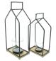 Preview: 2x Windlicht „Haus“ aus Mango Holz & Metall, schwarz, 29 + 37 cm hoch, Laternen mit Kerzengläser, Kerzenständer