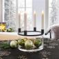 Preview: Schale "Klar" aus Glas mit Kerzenständer für 4 Stabkerzen, Adventskranz, Dekoschale mit Metallkranz, Obstschale, Glasschale
