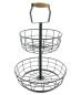 Preview: Etagere "Modern" aus Metall, matt schwarz, 2 Etagen, Obstetagere mit Griff, Obstkorb, Obstschale