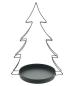 Preview: Dekoschale "Tannenbaum" aus Metall, schwarz, Deko-Tablett Ø 25 cm mit Baum Silhoutte, 49 cm hoch, Obstschale, Obstkorb