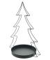 Preview: Dekoschale "Tannenbaum" aus Metall, schwarz, Deko-Tablett Ø 25 cm mit Baum Silhoutte, 49 cm hoch, Obstschale, Obstkorb