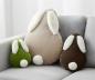 Preview: 3x Dekokissen "Hase" aus samtigem Stoff, grün beige und braun, Sofakissen mit Füllung & Bezug, kuschelige Zierkissen, Couchkissen, Kissen