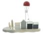 Preview: Dekoobjekt "Promenade" aus Holz mit Heißluftballon, maritime Sommerdeko in natur grau weiß, Holzdeko