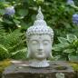 Preview: Buddha Figur "Relax" Gartendeko aus Magnesiumoxid, braun / weiß gekalkt, Buddha Kopf 32 cm groß