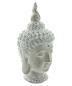 Preview: Buddha Figur "Relax" Gartendeko aus Magnesiumoxid, braun / weiß gekalkt, Buddha Kopf 32 cm groß