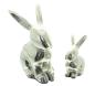 Preview: 2x Hasenfigur "Silber" aus Aluminium in Antik Optik, Osterdeko 8 + 14 cm hoch, Osterhase Deko Figur, Osterfigur sitzend