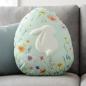 Preview: Dekokissen "Osterei" aus Samt in mint grün, Sofakissen mit Hase aus Kunstfell, Zierkissen 33 x 43 cm, Couchkissen Ostern