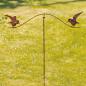 Preview: Gartenstecker "Vogelwippe" aus Metall mit Echt Rost Finish, 125 cm hoch, Dekostecker wetterfest, Outdoor Gartendeko für Draußen