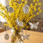 Preview: Dekohänger "Ostern" im 6er Set aus Aluminium, silber mit Antik Finish, Hängedeko Frühling, Osterdeko Osterstrauch