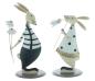 Preview: 2x Dekofigur "Hasenpaar" aus Metall, schwarz / weiß / gold, Osterdeko 16 + 20 cm hoch, Osterhasen