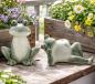 Preview: 2x Dekofigur "Frosch" aus Porzellan, glänzend grün, Outdoor Gartendeko, Froschfigur für draußen