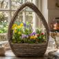 Preview: Pflanzkorb "Grey" aus Reisig, grau, Pflanzschale, handgefertigt, Blumentopf zum Bepflanzen, Pflanztasche