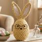 Preview: Dekofigur "Professor Hase" Hasenfigur aus gehäkelter Textilkordel, gelb, Osterdeko 30 cm hoch, Osterhase, Osterfigur