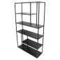 Preview: Regal "Classico" Bücherregal aus Metall, schwarz, Wohnzimmer Deko-Regal, Standregal, 6 Ebenen, 90 x 30 x 160 cm, Blumenrgal, Büroregal