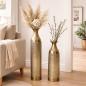 Preview: 2x Bodenvase "Gold" aus Metall, schlank, 63 & 72 cm groß, XL Vase, Deko Blumenvase