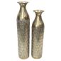 Preview: 2x Bodenvase "Gold" aus Metall, schlank, 63 & 72 cm groß, XL Vase, Deko Blumenvase