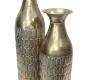 Preview: 2x Bodenvase "Gold" aus Metall, schlank, 63 & 72 cm groß, XL Vase, Deko Blumenvase