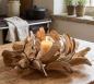 Preview: Dekokranz "Holzscheiben" mit Windlicht, Ø 45 cm groß, Tischkranz, Holzkranz mit Kerzenglas, Vase, Kerzenständer