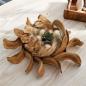 Preview: Dekokranz "Holzscheiben" mit Windlicht, Ø 45 cm groß, Tischkranz, Holzkranz mit Kerzenglas, Vase, Kerzenständer