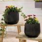 Preview: 2x Übertopf "Rillen" aus Kunststoff, schwarz, Blumentopf rund, Ø 13 + 17 cm, Indoor & Outdoor Blumenkübel, Pflanzentopf