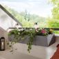 Preview: Balkon Blumenkasten "Grau" aus Metall, Pflanzkasten 90 cm lang, Balkonkasten mit integriertem Wasserablauf, Pflanzgefäß für Drinnen & Draußen