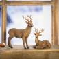 Preview: 2x Figur "Hirschpaar" Hirsch Deko, Figurenset 10 & 16 cm hoch, Weihnachtsdeko, naturgetreue Hirschfigur stehend & liegend