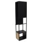 Preview: Garderobe "Modern" aus Metall schwarz & Bambus, 44x34x186 cm, Flurgarderobe schmal mit Kleiderstange, Ablage, 6 Haken
