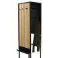 Preview: Garderobe "Modern" aus Metall schwarz & Bambus, 44x34x186 cm, Flurgarderobe schmal mit Kleiderstange, Ablage, 6 Haken