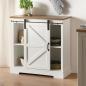 Preview: Sideboard "Landhaus" MDF weiß / Furnier braun, 80x35x81 cm, Kommode mit Schiebetür, Küchenschrank