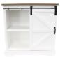 Preview: Sideboard "Landhaus" MDF weiß / Furnier braun, 80x35x81 cm, Kommode mit Schiebetür, Küchenschrank