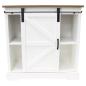 Preview: Sideboard "Landhaus" MDF weiß / Furnier braun, 80x35x81 cm, Kommode mit Schiebetür, Küchenschrank