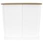 Preview: Sideboard "Landhaus" MDF weiß / Furnier braun, 80x35x81 cm, Kommode mit Schiebetür, Küchenschrank