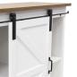 Preview: Sideboard "Landhaus" MDF weiß / Furnier braun, 80x35x81 cm, Kommode mit Schiebetür, Küchenschrank
