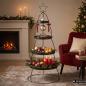 Preview: XXL Etagere "Tannenbaum" aus Metall, schwarz, Ø 56 x 132 cm, 4 Etagen, Tortenständer, Weihnachtsdeko, Dekoständer, Obstetagere, Regal