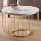 Preview: Beistelltisch "Gold" aus Metall, Tischplatte MDF in Marmor-Optik, Ø 55 x 37 cm, Sofatisch, Couchtisch rund