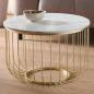 Preview: Beistelltisch "Gold" aus Metall, Tischplatte MDF in Marmor-Optik, Ø 55 x 37 cm, Sofatisch, Couchtisch rund