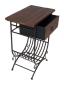 Preview: Beistelltisch "Country-Style" aus Holz & Metall, braun, im Antik Design, Telefontisch mit Schublade & Zeitungs-Ablage, Konsolentisch in rustikalem Shabby-Look
