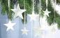 Preview: 12 Sterne aus Porzellan, weiß, Weihnachtsbaumschmuck, Dekohänger, Weihnachtsdeko, Christbaumschmuck