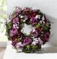Preview: Dekokranz "Lila Rose" aus Naturmaterialien & Textil-Blüten, Ø 21 cm, Tischkranz, Hochzeitsdeko, Tischdeko, Blumenkranz