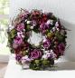 Preview: Dekokranz "Lila Rose" aus Naturmaterialien & Textil-Blüten, Ø 21 cm, Tischkranz, Hochzeitsdeko, Tischdeko, Blumenkranz