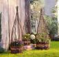 Preview: 3x Pflanzkorb aus Weide & Stroh, Blumentopf mit Rankhilfe, Pflanzgefäß mit Rankgitter, Gartendeko, Pflanzschale