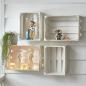 Preview: 2x Aufbewahrungskiste aus Holz in creme weiß, im Shabby Look, Weinkiste, Wandregal, Holzkiste, Holzstiege