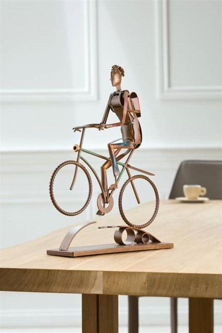 Gilde Design Skulptur "Cycling Boy", Metall, Rost, Radfahrer Dekofigur, Statue