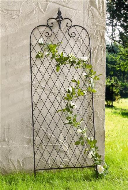 Preview: Rankgitter "Raute" aus Metall in Antik Optik, 115 cm hoch, Rankhilfe, Rankgerüst, Gartenstecker, Dekostecker