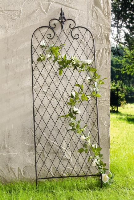 Rankgitter "Raute" aus Metall in Antik Optik, 115 cm hoch, Rankhilfe, Rankgerüst, Gartenstecker, Dekostecker