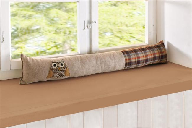 Preview: Zugluftstopper "Eule" für Fenster & Tür, Türbodendichtung, Fensterdichtung, Türdichtung, Windstopper