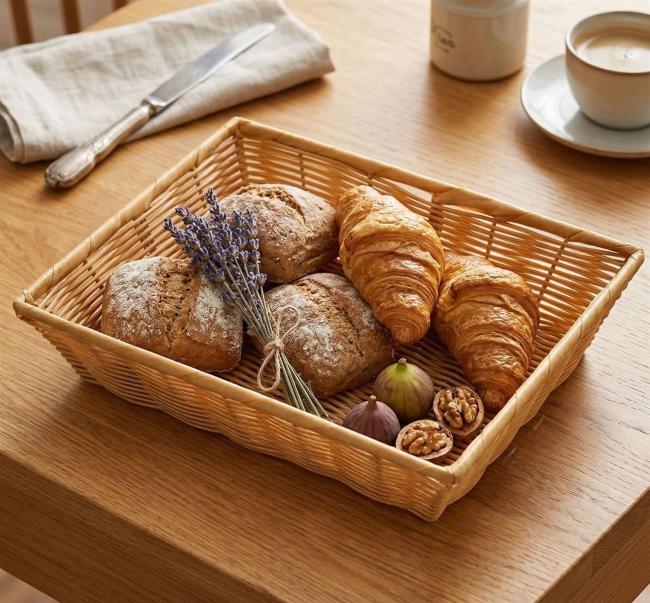 Schale aus Poly-Rattan, eckig, Obstkorb, Dekoschale