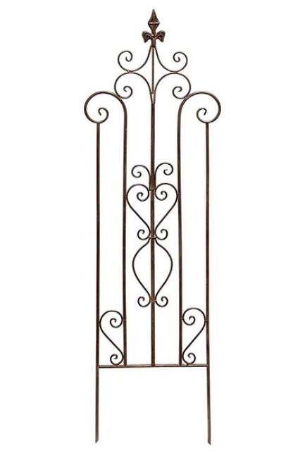 Preview: Rankhilfe "Schwertlilie" aus Metall in Rost Optik, 117 cm hoch, Rankgerüst, Rankgitter, Gartenstecker, Dekostecker