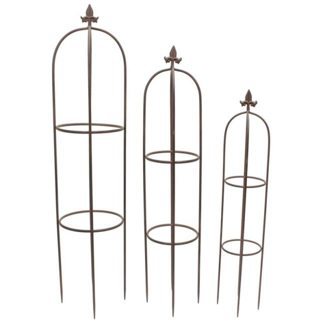 Preview: 3x Rankhilfe "Schwertlilie" aus Metall, schwarz, Garten Ranksäule, Obelisk, Rosenspalier, Rankgitter für Kletterpflanzen